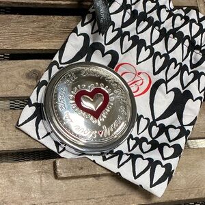 Brighton euc mirror compact joyful heart silver red make up travel accessory
